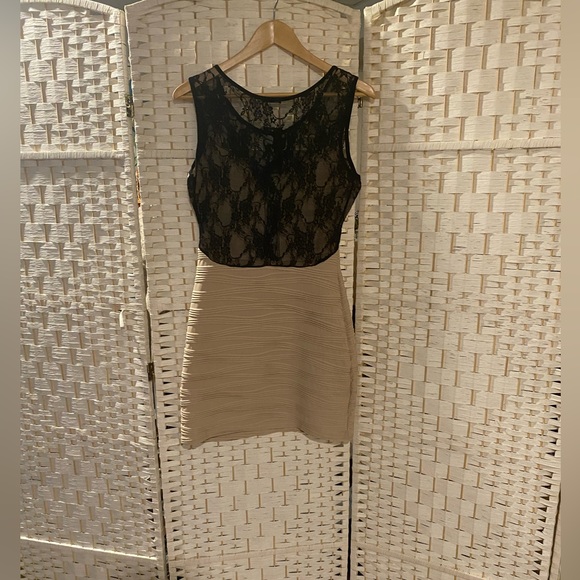 NWT Tan and Black Lace Back Dress Size 10(US) - Picture 2 of 6